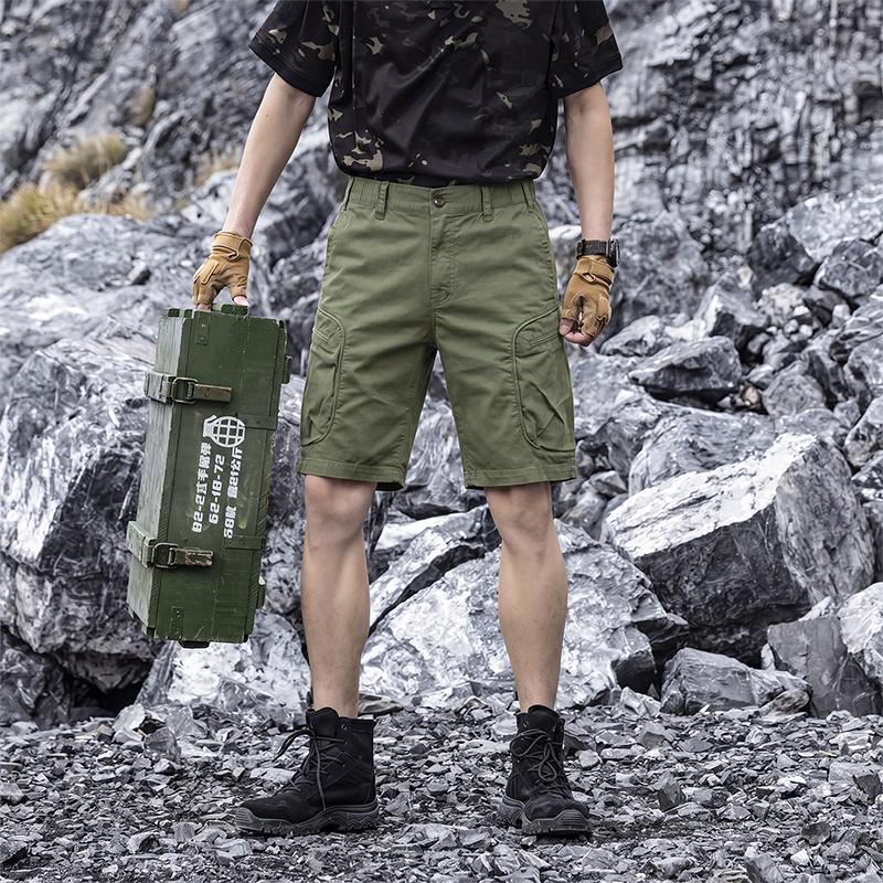 Three-dimensional Multi-pocket Cargo Pants Casual Loose Men s Shorts Men s Clothing 28 армия зеленый