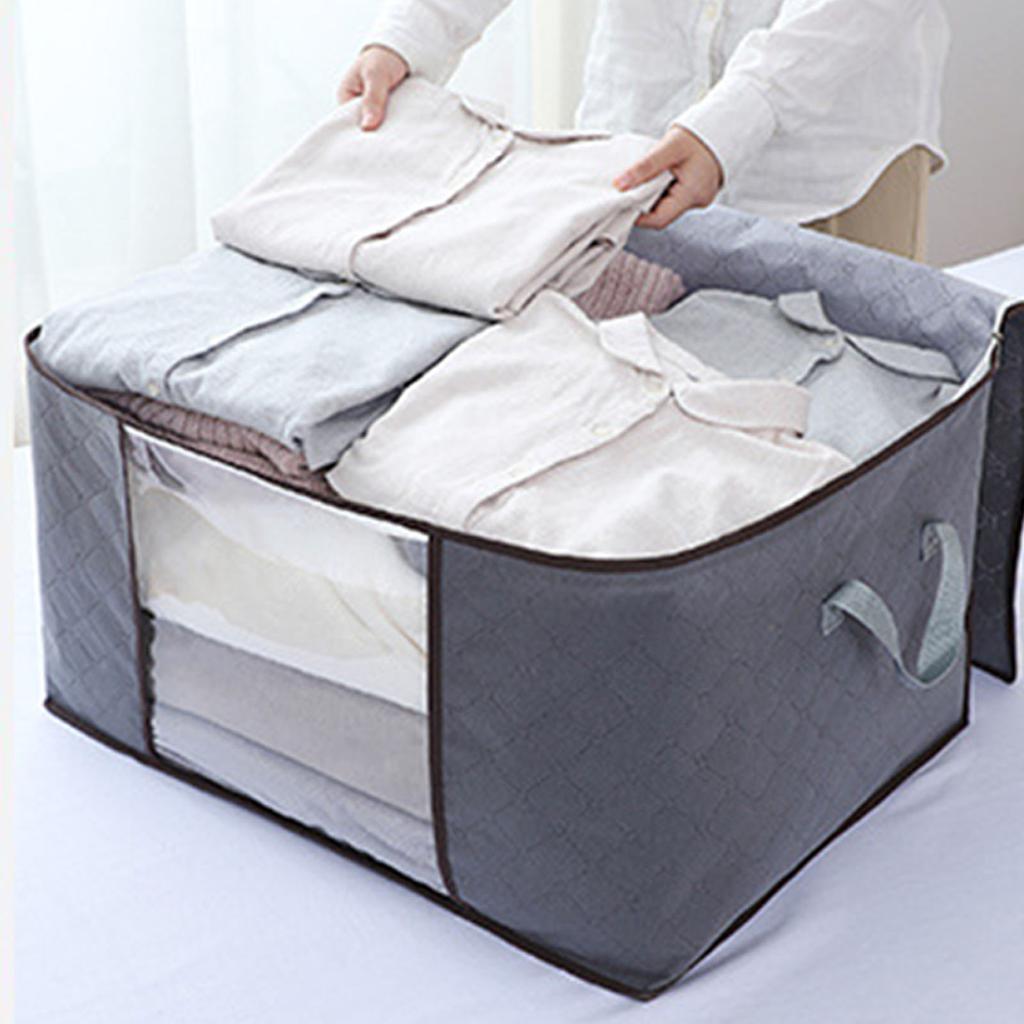 4Pcs Gray Quilt Storage Bag Organizer Large Capacity Breathable House Moving Clothes Packing Bag