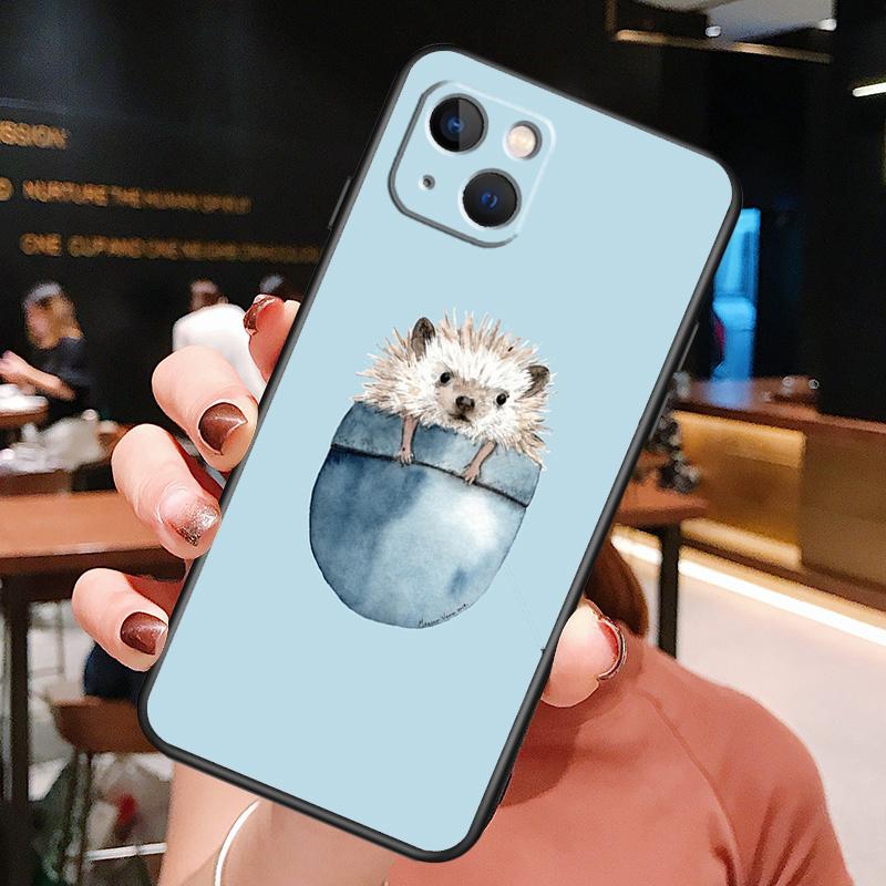 Animal Hedgehog Phone Case For iPhone 16 Pro Max 15 14 13 11 12 Pro Max Plus 12 13 Mini XR 16e Funda Cover