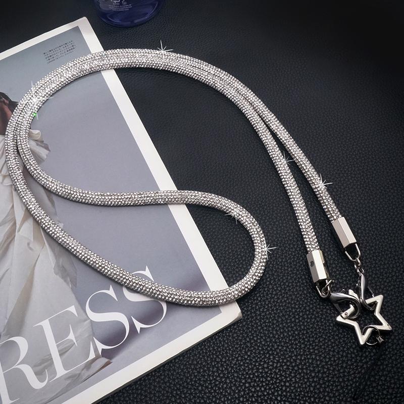 1 szt. 70CM Sznurek do telefonu Luksusowy brokatowy sznurek z cyrkoniami i kryształkami Anti-lost Wiszący na szyi kryształowy pasek na nadgarstek do telefonu komórkowego