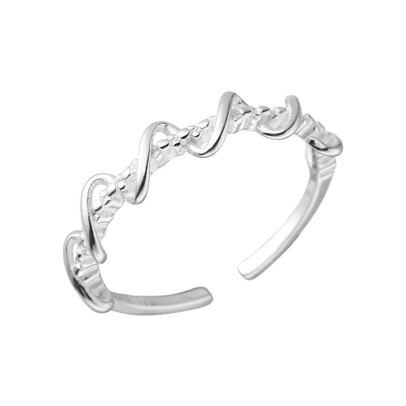 New spiral winding line ring open tail ring niche design curve wave plain ring ring ring