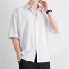 Youth Solid-Color Short-Sleeve Ice-Silk Shirt: Youth-Style, Drapey, Quick-Dry, Breathable Shirt