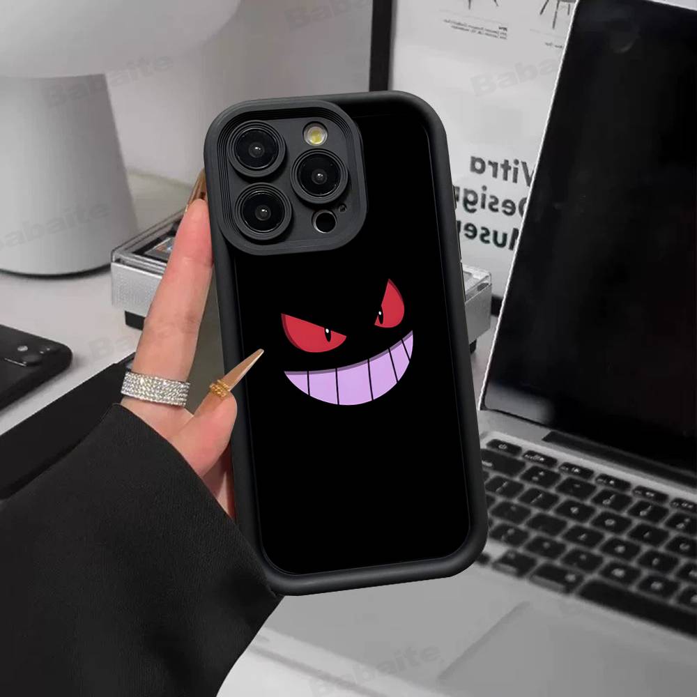 Anime P-Pokemon Gengar Phone Case For iPhone 11 12 13 16 15 17 14 Pro Max Soft Funda Silicone Cover