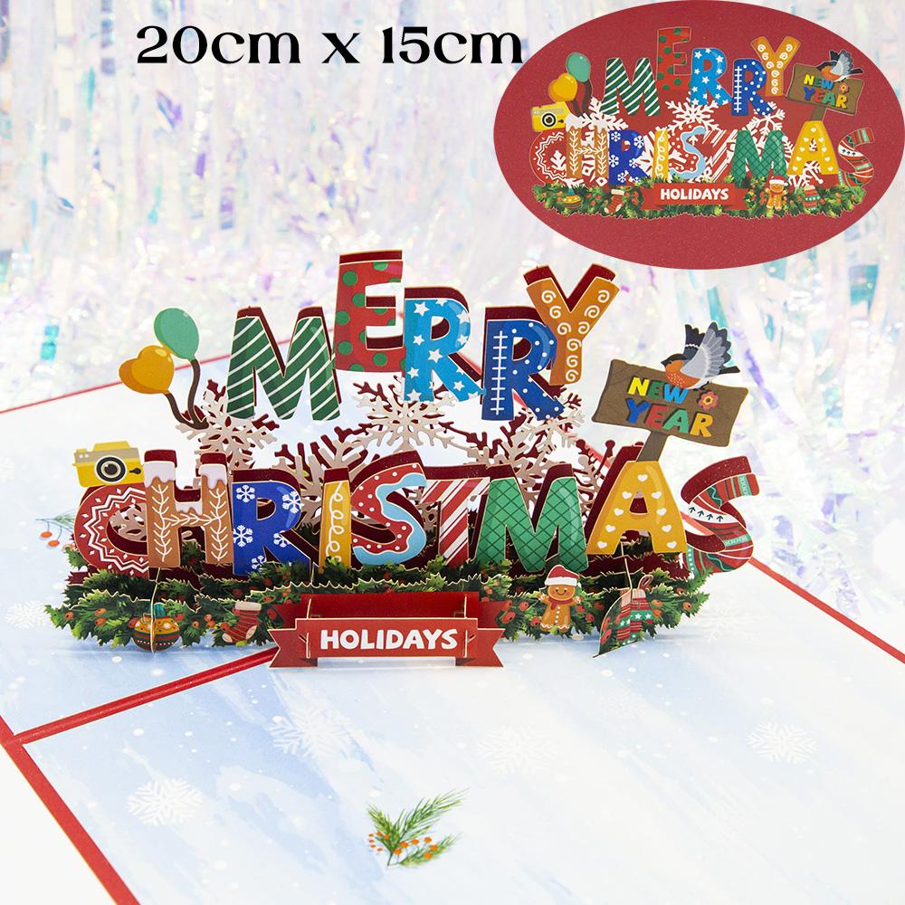Merry Christmas Cards 3D Pop Up Christmas Tree Cards Christmas Decoration Winter Gift Laser Cut New Year Santa Greeting Cards