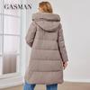 GASMAM 2023 Winter Down Jackets Women Warm Long Classic Zipper Lacing Design Pocket Hooded Slim Parkas Female Coats Parka 83300