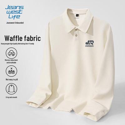 Jeanswest Life Men's Waffle Texture Long-Sleeve Polo T-shirt