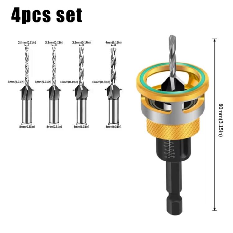 Limit Countersink Drill Bit Set Hole Punch Deep Adjustable Countersunk Drill Bit Shank Wood Countersink Drill Bit
