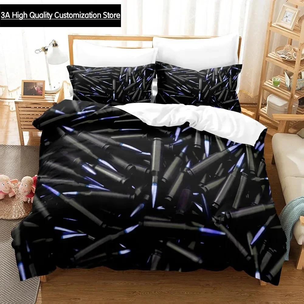 Gaming AK 47 Bedding Set Single Twin Full Queen King Size PUBG Bullet Bed Set Aldult Boys Bedroom Duvetcover Sets 3D Print 025