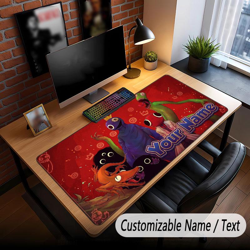 Custom Name Text Big Mouse Pad,Rainbow Friends Soft Non Slip Extended Desk Mat For Home Office