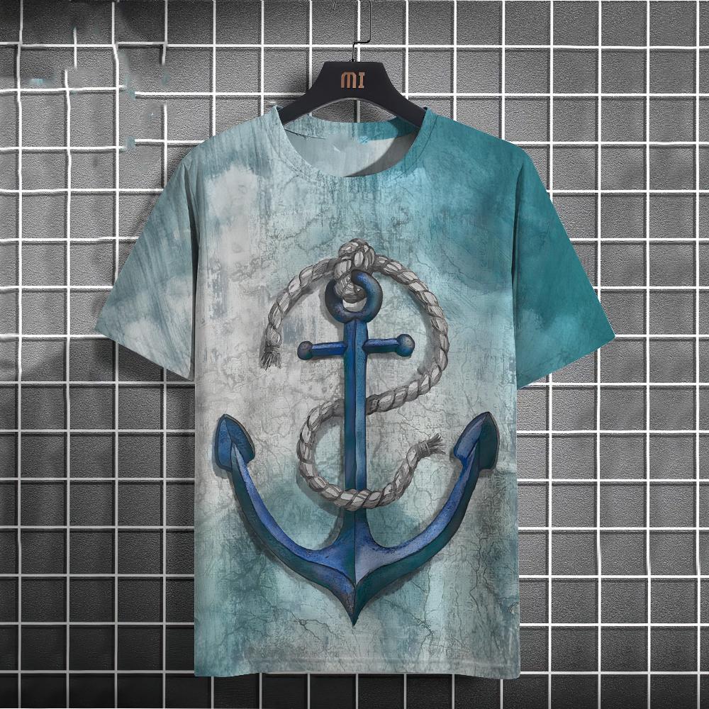 Summer Boat Anchor 3D Print T-Shirts Streetwear Men FashionCasual Oversized O-Neck Short Sleeved T Shirt Tees Tops Clothing