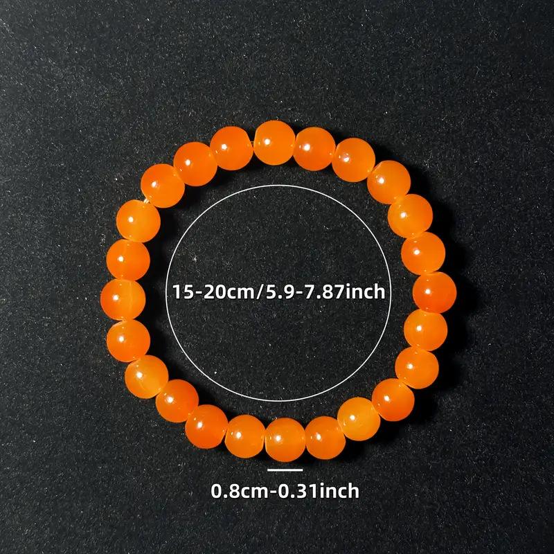 8mm Orange Crystal Bracelet: Simple, Stylish Bracelet for Men and Women