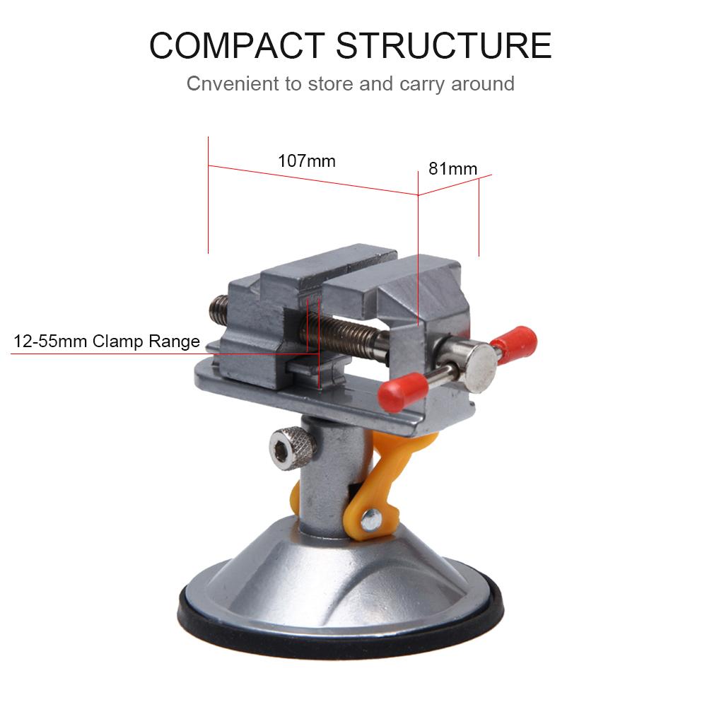 Mini Suction Vise Clamp Bench Clamp Universal Table Vise Vacuum Base 360 Degrees Swiveling for DIY
