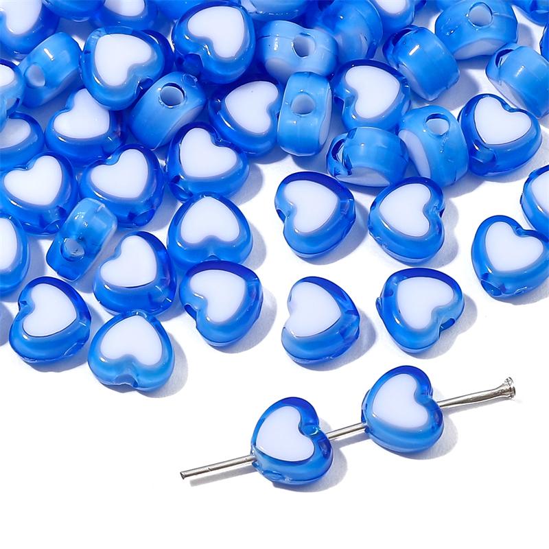 30Pcs Acrylic Heart Shape Beads Loose Spacer Beads for Jewelry Making DIY Bracelets Necklace