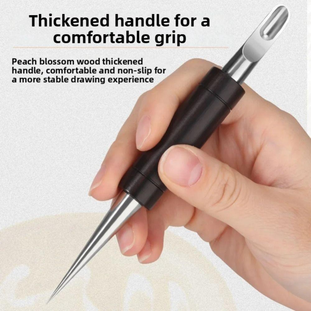 Stainless Steel Tip Latte Art Pen Wood Handle with Storage Box Coffee Art Needle Easy To Use Portable Latte Art Practice Pen