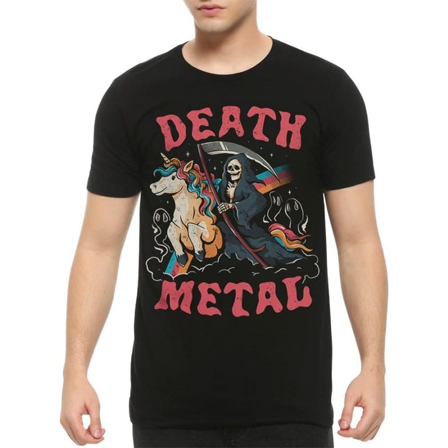 Death Metal Grim Reaper with Unicorn Funny T-Shirt S