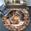 Squirrel Round Area Rug,Carpet Rug for Living Room Bedroom Sofa Playroom Decor,Non-slip Floor Mat