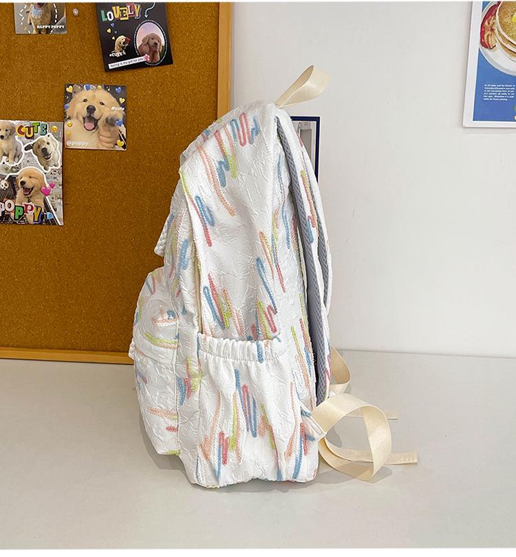 High-value Soft Girl Japanese-Style Cute Striped Backpack for Students, Large Capacity and Versatile.