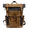 Luksusowe płócienne plecaki w stylu vintage dla mężczyzn płócienny skórzany plecak podróżny duże wodoodporne plecaki Retro Bagpack