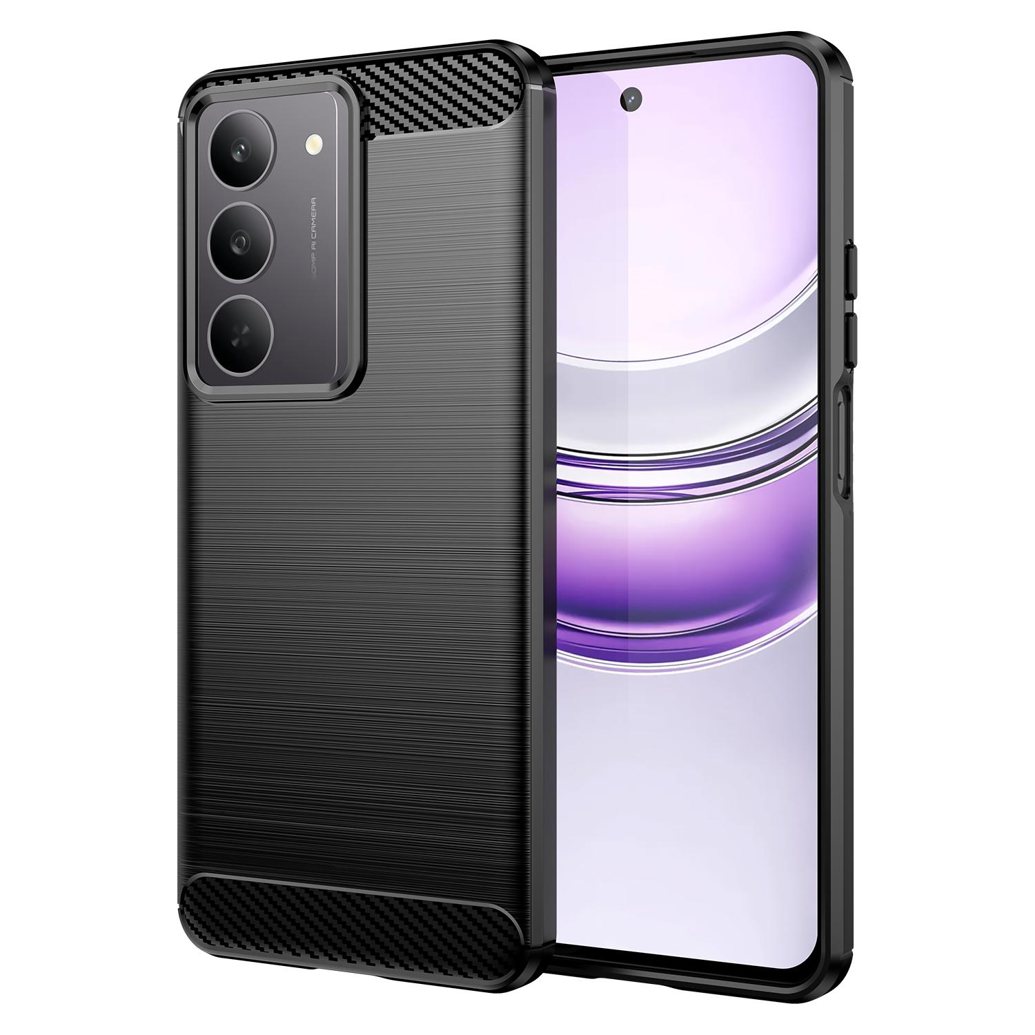 

For Realme C75 4G/V60 Pro 5G/C75x Case Protective Phone Cover Carbon Fiber Texture Brushed Black