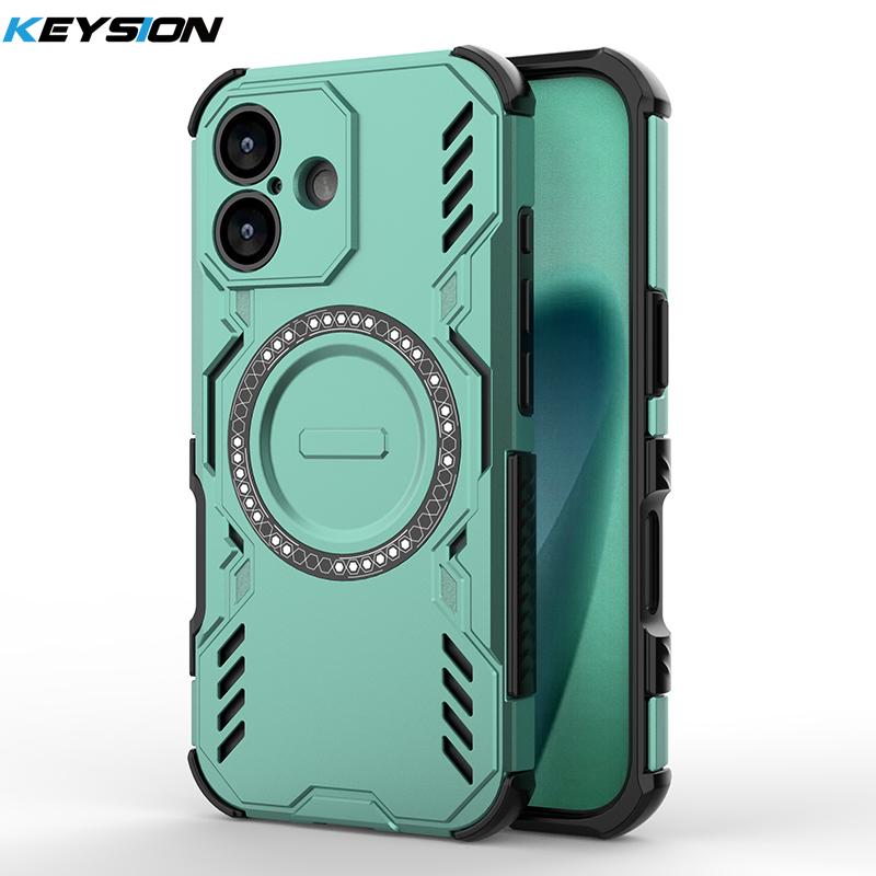 

KEYSION Hollow Heat Dissipation Case for MagSafe for iPhone Air Silicone+PC Magnetic Cooling Shockproof Phone Cover for iPhone 17 for iPhone 17 зелений