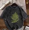 Summer and Spring Pattern Printed Retro Washed Tshirt Short Sleeve Round Neck Casual Top Retro Outdated Tshirt
