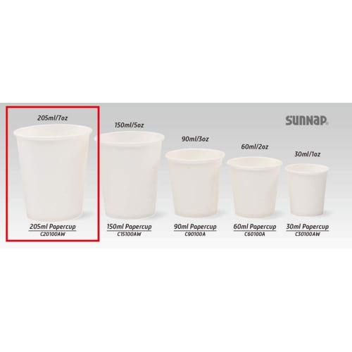7oz 205ml Paper Cups (1000 count, 100 count x 10 packs) Safe and High-Quality White Paper Cups, Compatible with Sunnap Dispensers (CD-7DB) and Sunnap