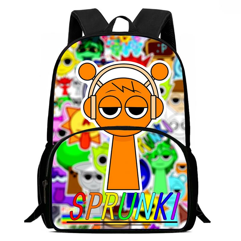 Zaini Scolastici Cartoni Animati per Bambini Sprunki Stampato Zainetto per Bambini, Zaini di Grande Capacità per Studenti dell'Asilo, Borse per Bambini e Bambine