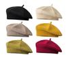Japanese-Style Knitted Beret For Women Spring Autumn Trendy Solid Color Versatile Artist Hat Sweet And Artistic Octagonal Beret