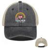 Words TEACHER Printed Baseball Cap Adjustable Solid Color Leisure Hip Hop Mesh Hat For Unisex Women Urban Golf Lightweight Cap