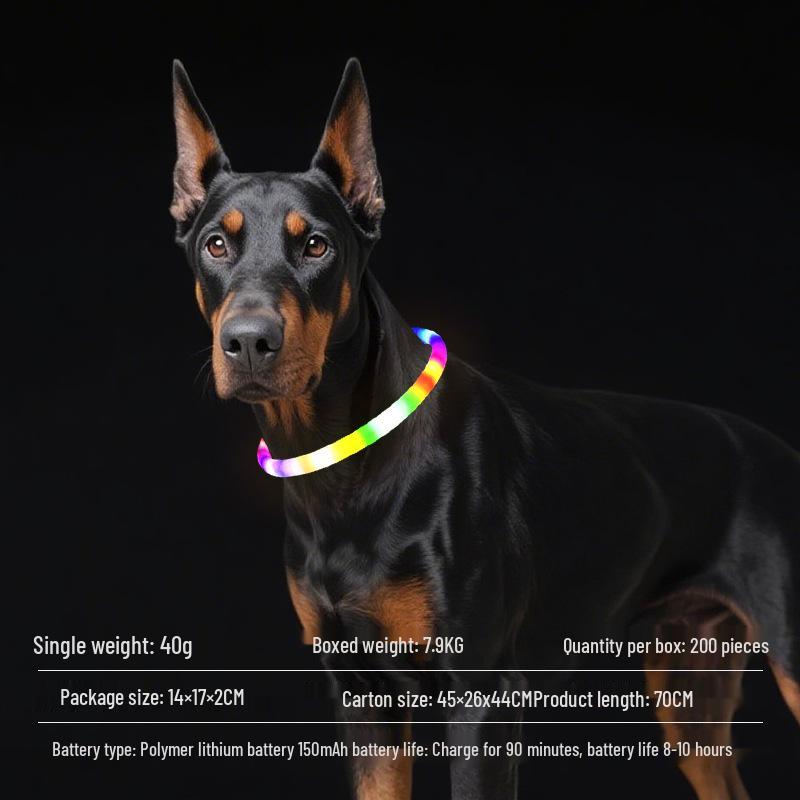 Rechargeable Waterproof LED Dog Collar: Colorful Nighttime Walking Light