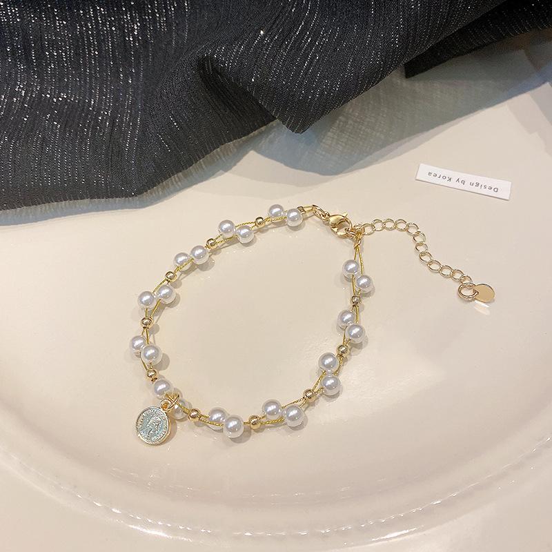 ins style pearl bracelet girls retro niche temperament beaded bracelet high-end couple girlfriend jewelry