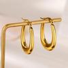 Vintage Gold Color Stainless Steel U Shape Hoop Earrings For Women Fashion Simple Circle Earrings Fashion Party Jewelry Gift