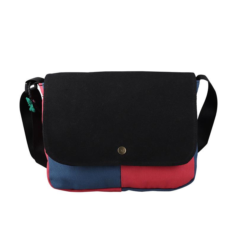 Modern Stylish Childrens Canvas Bag With Large Capacity And Trendy Color Block Design чёрный