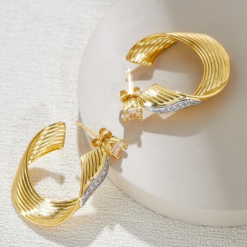 Женские Многослойные Геометрические Элегантные Серьги Huajie Блестящий Цирконий Высококачественные Женские Нежные Ушные Модные Трендовые