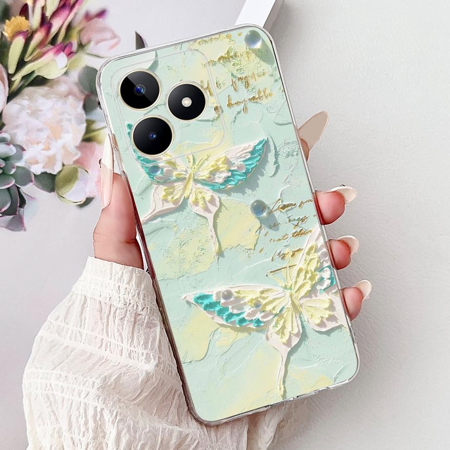 Für Realme Note 50 Hülle RMX3834 Niedliche Katze Bemalte Abdeckung Klare Silikon Weiche TPU Handyhülle Für Realme Note 50 Note50 Fundas Coque