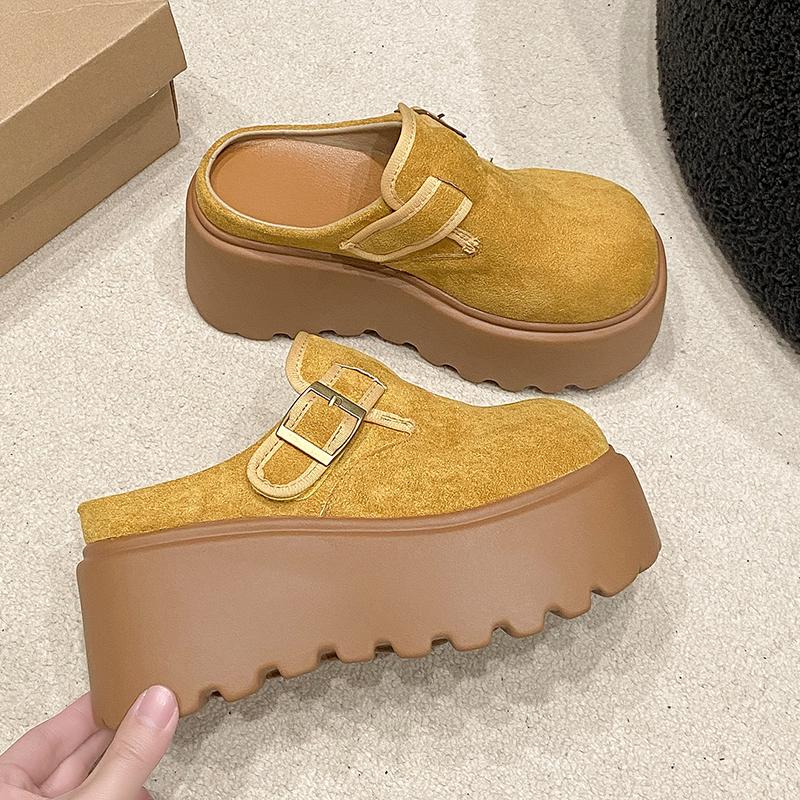 Moda 8CM Pelle Scamosciata Casual Donna Piattaforma Zeppa Basse Pantofole Ciabatte Zoccoli Nuova Estate Pantofola Traspirante Alta Marca Scarpe