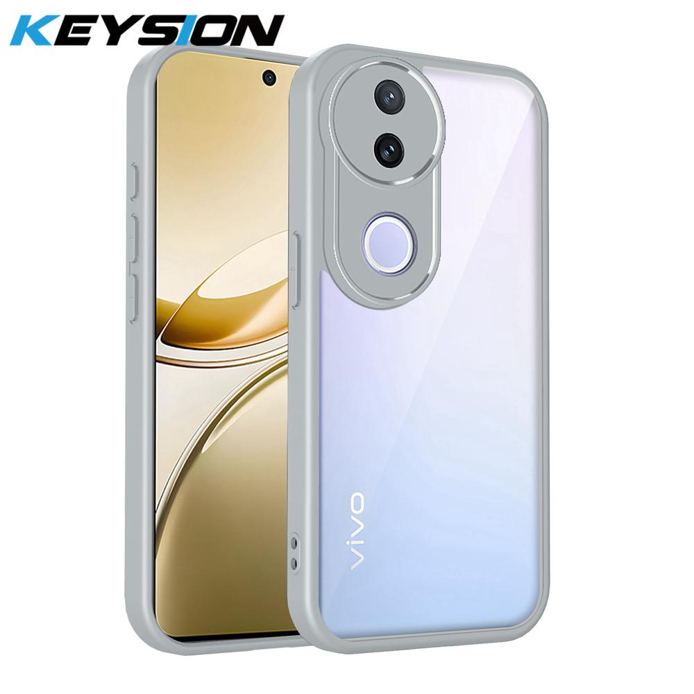 

KEYSION Прозрачный чехол для телефона для VIVO V50 5G Мягкий силикон+ПК Прозрачная противоударная задняя крышка для телефона для VIVO V50 for VIVO V50 5G серый