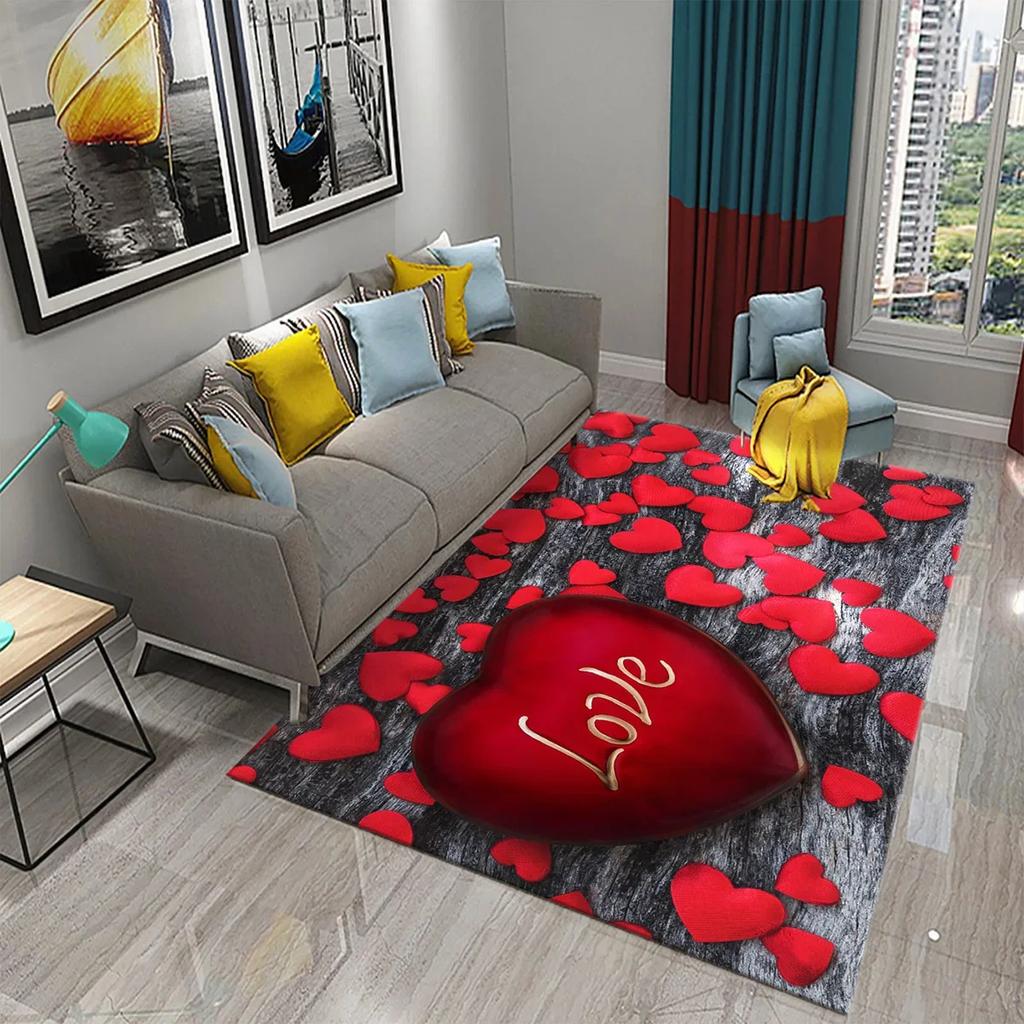 3D Colorful Heart Love Pattern Carpet Bathroom Anti Slip Floor Mat Carpet Rug Living Room Bedroom Entrance Doormat Decor Rugs
