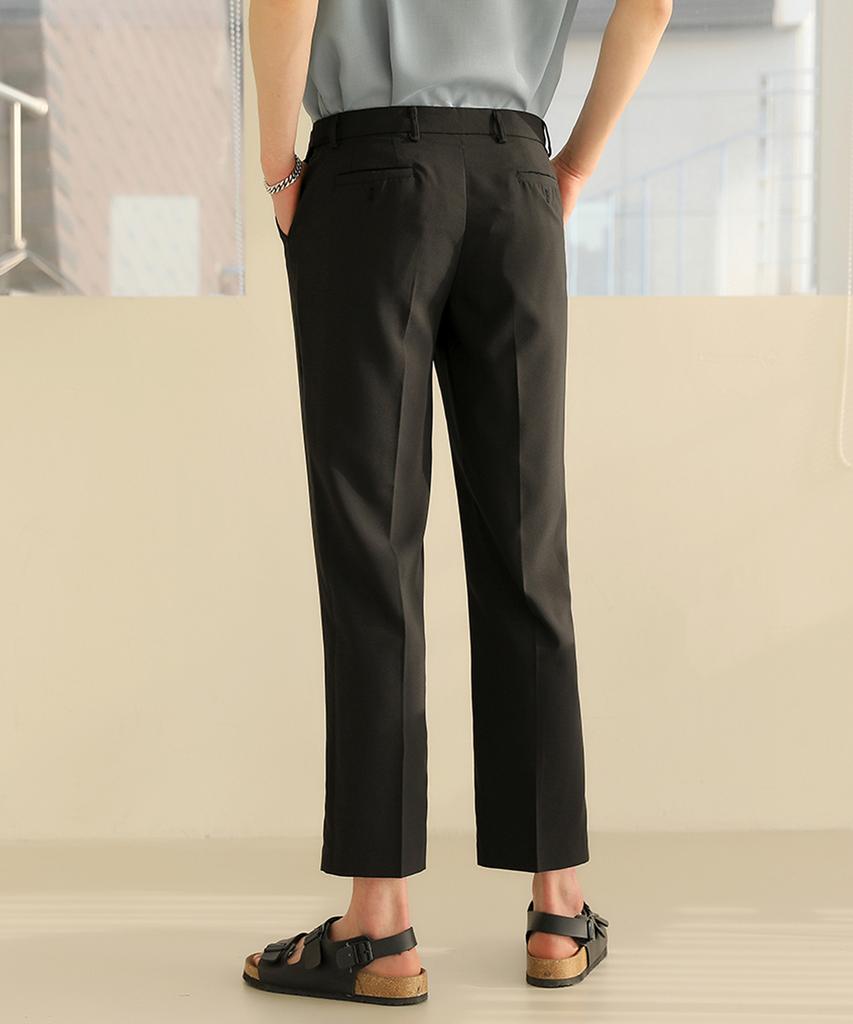 Jikeulib Secret Side Banding Black Cropped Stretch Slacks