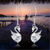 Copper-Plated Silver Swan Stud Earrings - Elegant Korean Fashion Dangle