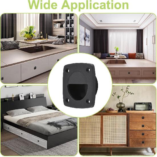Recessed Sliding Door Handle, 8PCS Black Nylon Flush Pull Handle Hidden Concealed Recessed Sliding Door Pull Handles Closet Knob Flush Finger Cabinet