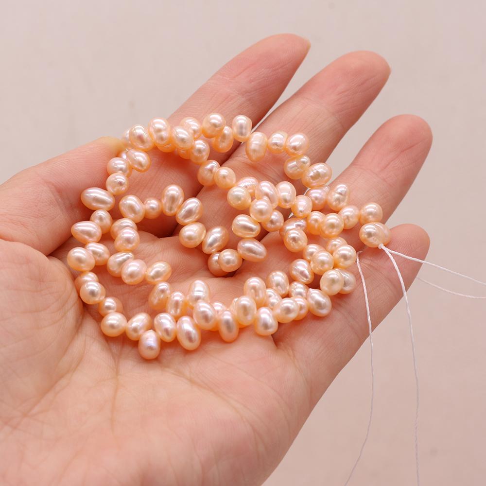 1String, Top Sided Drilled Hole Pearl 5-6mm, Fashion Women Natural Freshwater Pearl Beads for Jewelry Making DIY Crafts, Luxury Bulk Gifts 36cm