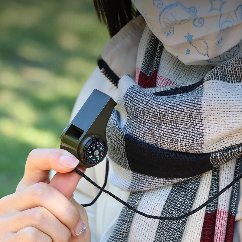 3 in 1 Emergency Survival Whistle Compass Thermometer Referee Cheerleading Whistle Sporting Goods Camping Hiking Outdoor Tools