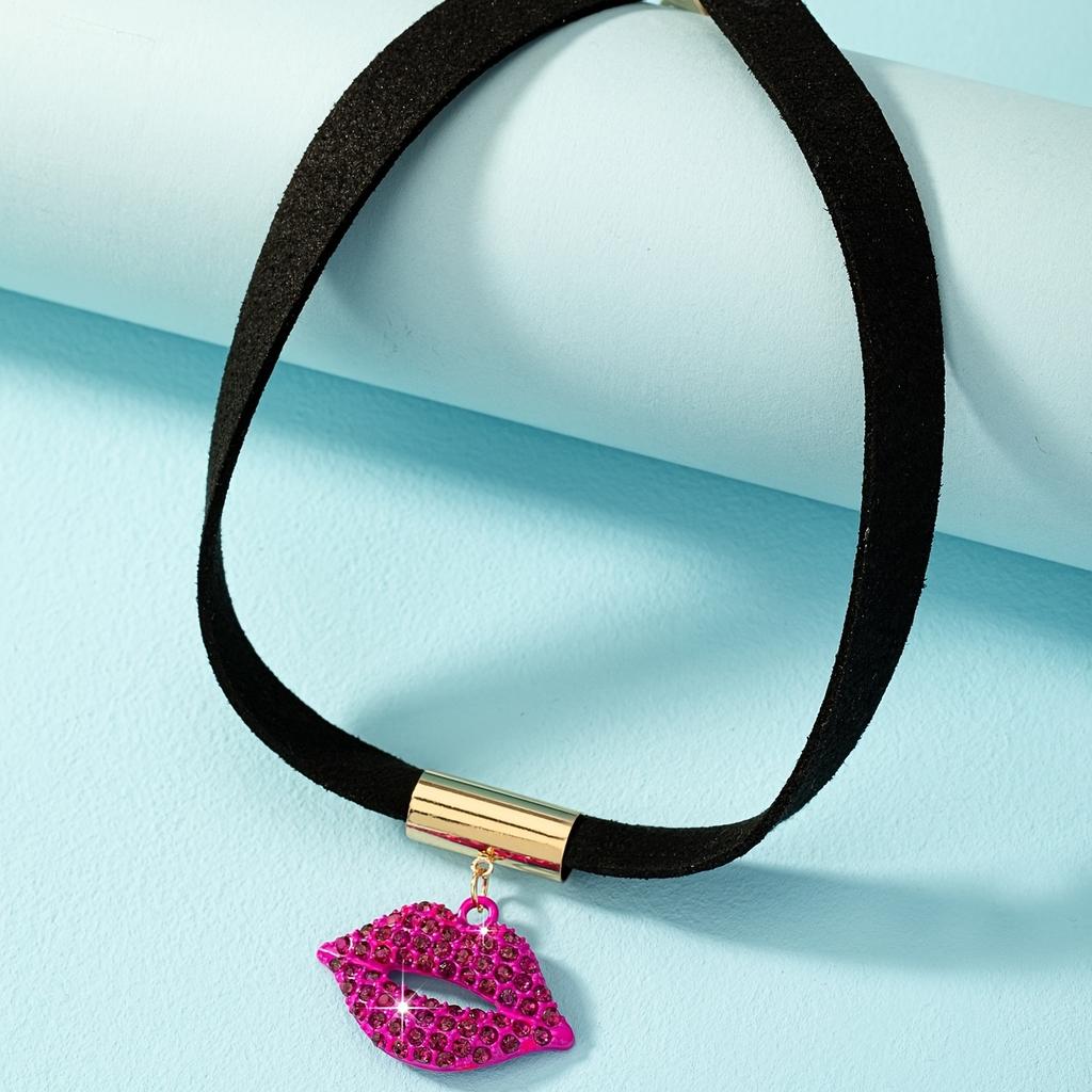 Fashion And Sexy Flaming Red Lips Necklace for Women