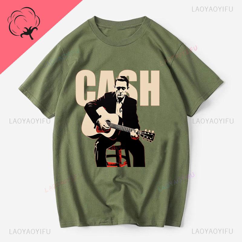 Vintage Johnny Cash Shirt Coutry Music Camisetas Cotton Crewneck Unisex Clothes Print Graphic T Shirts Camisa Classic Legend Tees