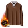 Men's Autumn/Winter Thickened Long-Sleeve Top, Half-High Collar, Plus Velvet Warm Knit Base Layer.