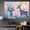 Dreamy Pastel Deer Tapestry, Whimsical Watercolor Fawn in a Wildflower Meadow with Butterflies, Soft Boho Wall Art