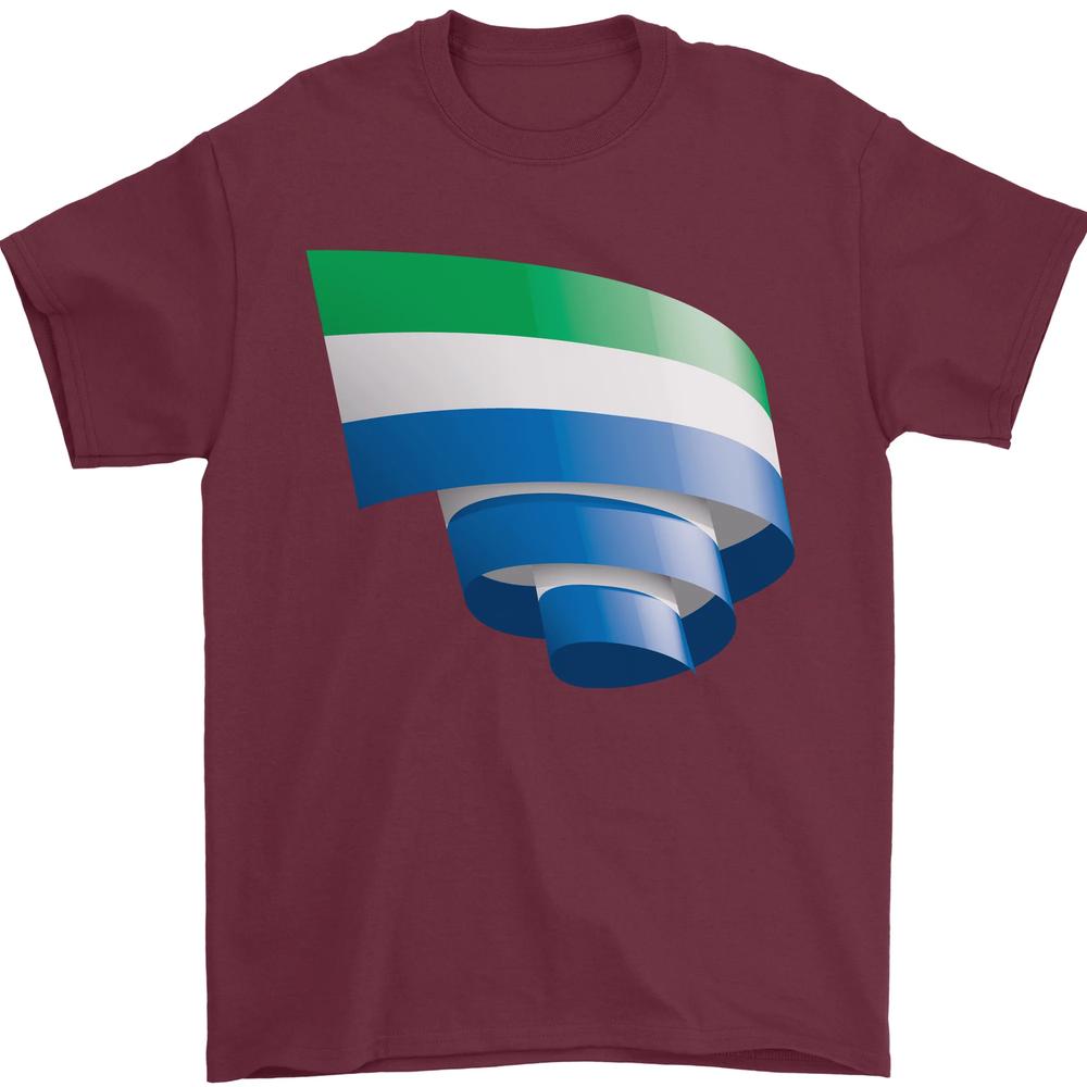 Curled Sierra Leone Flag Leonian Day Football Unisexs TShirt 100 Cotton S