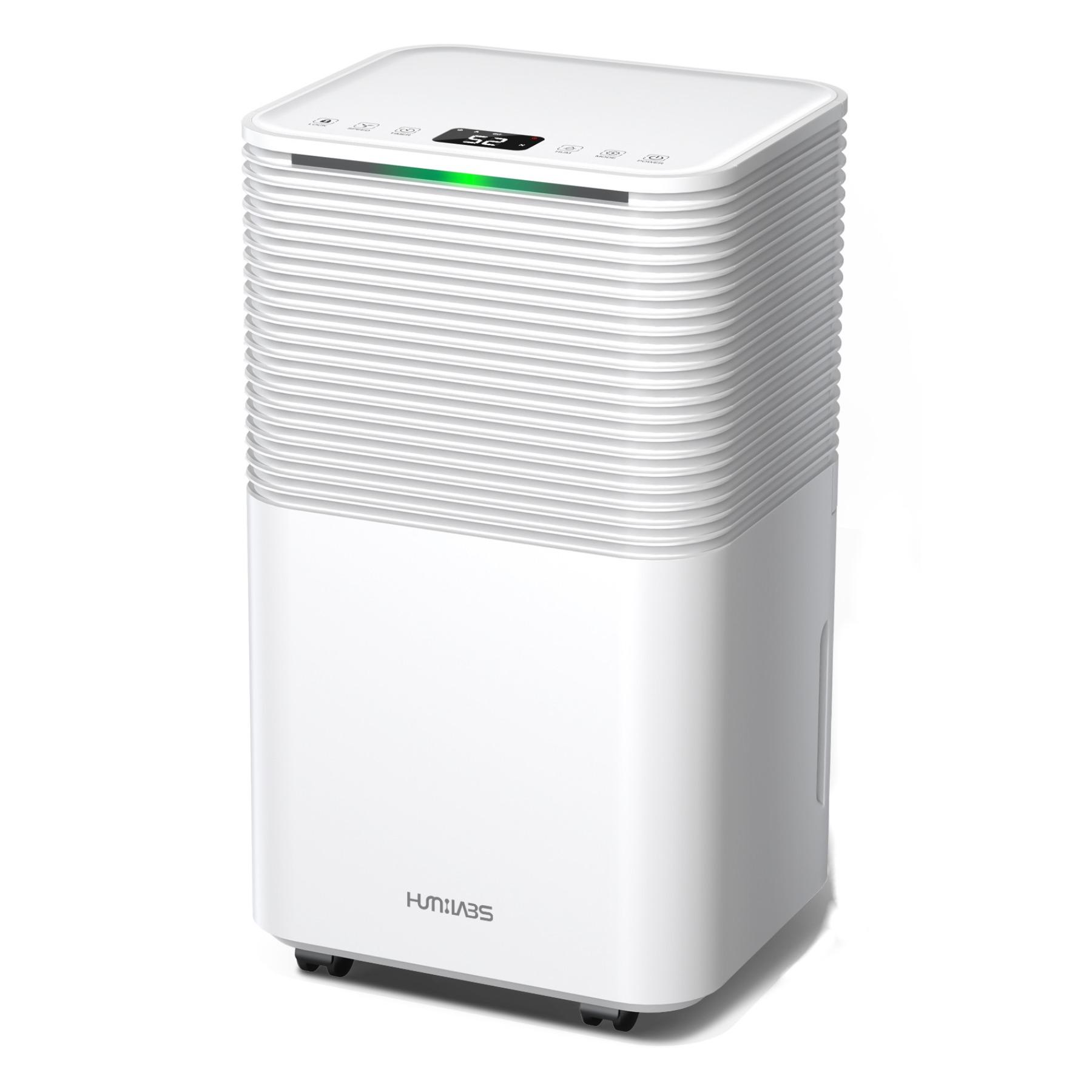 HUMILABS OL12-BD031A Déshumidificateur Portable - Déshumidificateur 12L/jour - Fonction de séchage du linge - 3 modes - Minuterie 24H pour Maison/Sous-sol/Bureau blanc