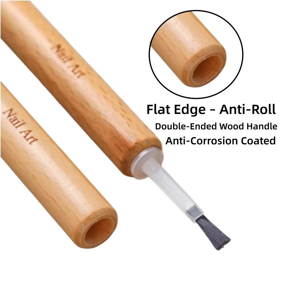 Wooden Grip Nail Art Brush Set Multi-Functional Nail Polish Brushes  Nail Art Brush Applicators